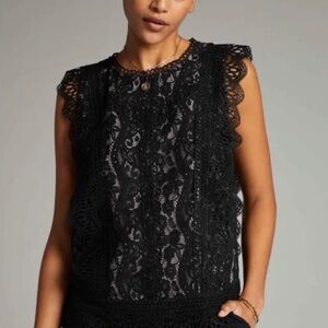 ANTHROPOLOGIE x ERI + ALI Sydney Lace Sleeveless Blouse Top